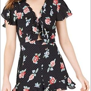 Polka dot floral romper